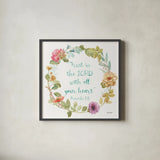 Rainbow Seeds Proverb II by Lisa Audit. Shown in a sleek black glass frame for a contemporary gallery look. Available as an archival giclee rolled canvas, fine art paper, or poster print. SKU 37133a.