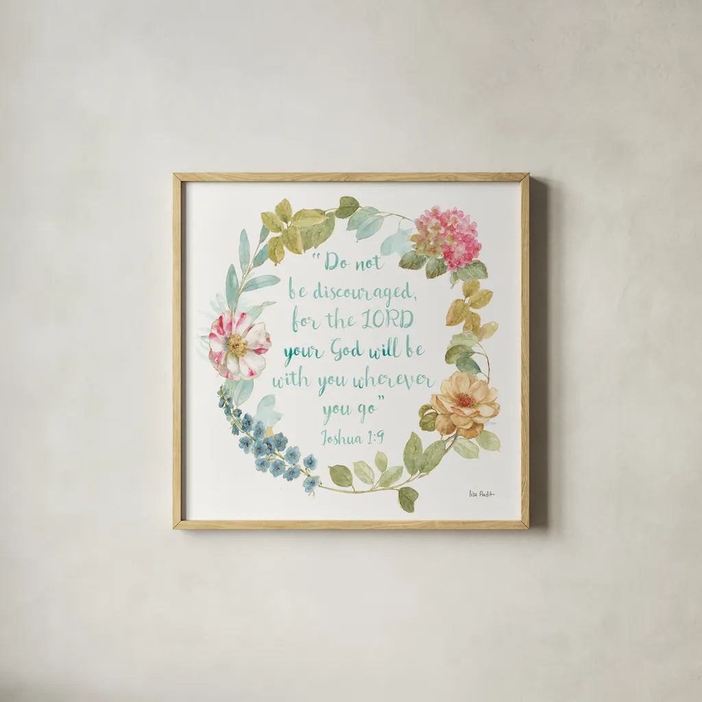 Rainbow Seeds Proverb III by Lisa Audit. Shown in a natural wood glass frame for a timeless modern aesthetic. Available as an archival giclee rolled canvas, fine art paper, or poster print. SKU 38688a.