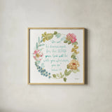 Rainbow Seeds Proverb III by Lisa Audit. Shown in a natural wood glass frame for a timeless modern aesthetic. Available as an archival giclee rolled canvas, fine art paper, or poster print. SKU 38688a.