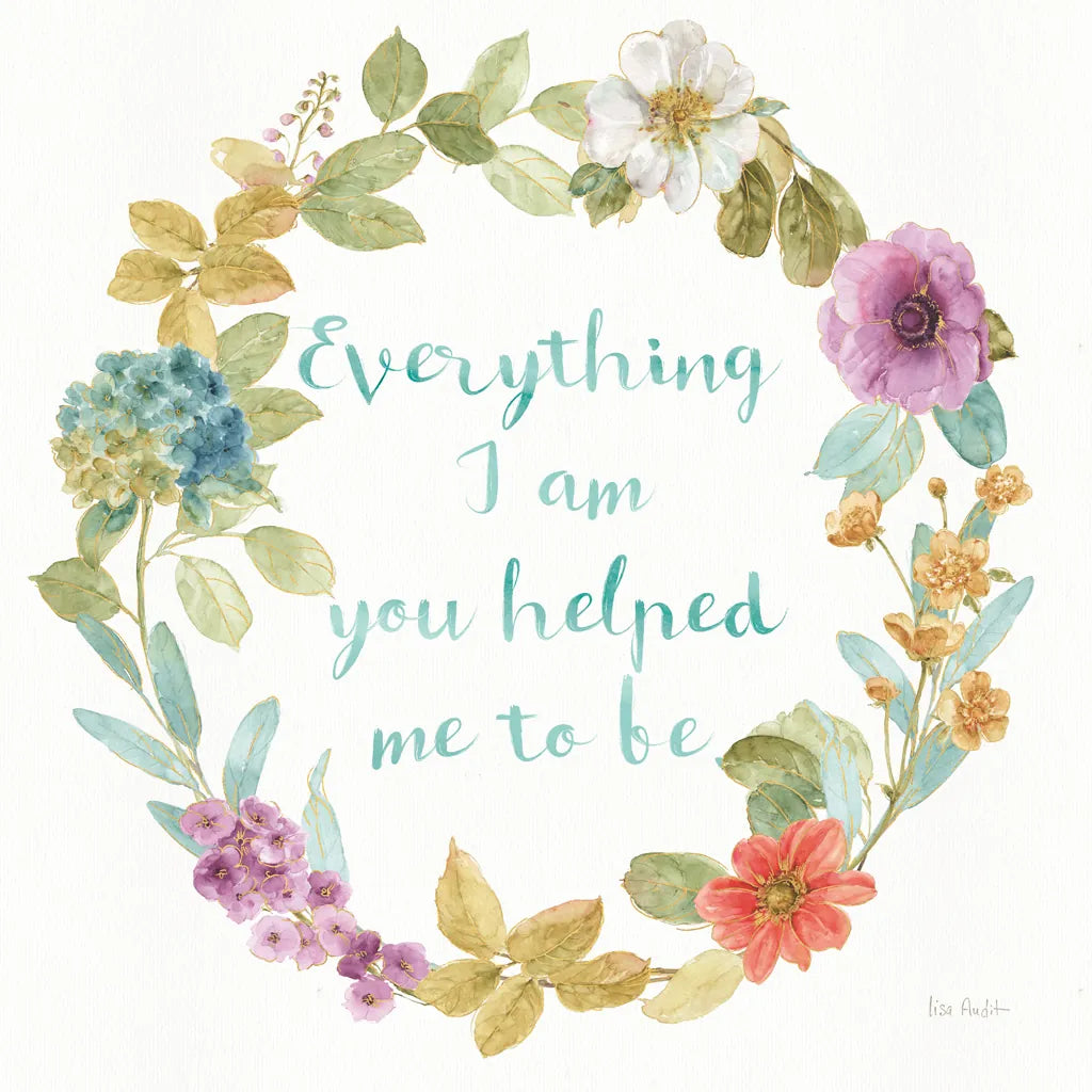 Rainbow Seeds Wreath III Everything by Lisa Audit. SKU 41679a. Archival Giclee Fine art print for wall decor.