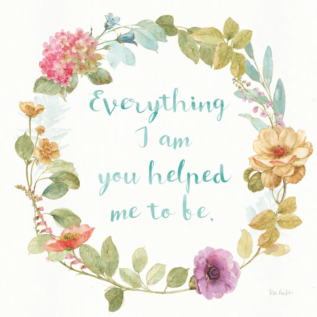 Rainbow Seeds Wreath IV Everything by Lisa Audit. SKU 41680a. Archival Giclee Fine art print for wall decor.