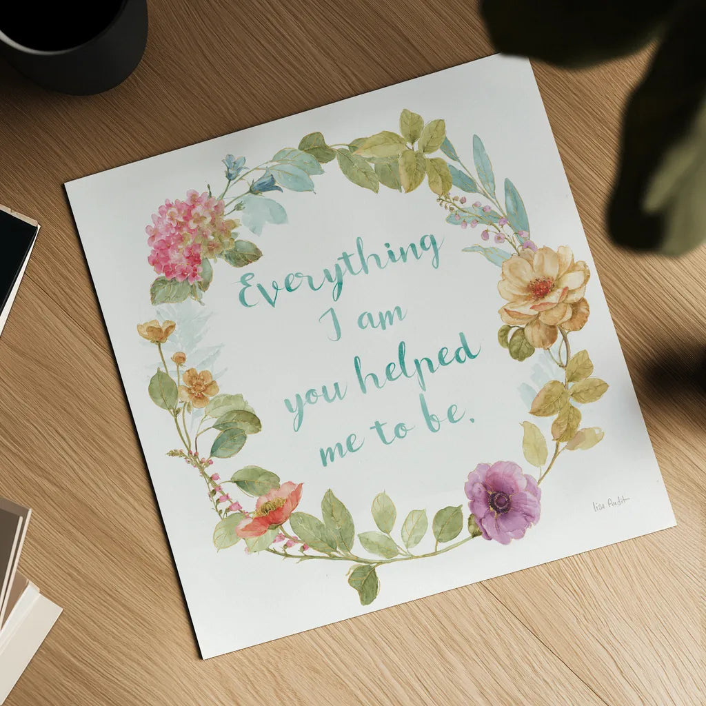 Rainbow Seeds Wreath IV Everything by Lisa Audit. Shown as a detailed flat fine art print, highlighting archival giclee quality. Available as an archival giclee rolled canvas, fine art paper, or poster print. SKU 41680a.