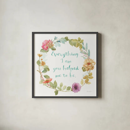 Rainbow Seeds Wreath IV Everything by Lisa Audit. Shown in a sleek black glass frame for a contemporary gallery look. Available as an archival giclee rolled canvas, fine art paper, or poster print. SKU 41680a.