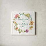 Rainbow Seeds Wreath IV Everything by Lisa Audit. Shown in a crisp white glass frame for a clean and minimalist style. Available as an archival giclee rolled canvas, fine art paper, or poster print. SKU 41680a.