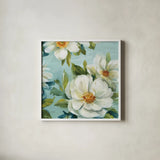 Reflections II Crop by Lisa Audit. Shown in a crisp white glass frame for a clean and minimalist style. Available as an archival giclee rolled canvas, fine art paper, or poster print. SKU 13251a.