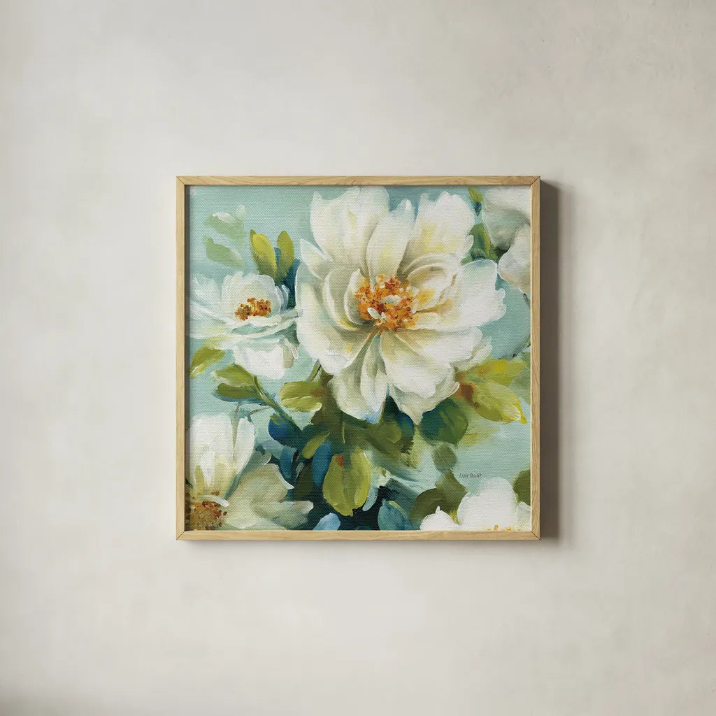 Reflections III Crop by Lisa Audit. Shown in a natural wood glass frame for a timeless modern aesthetic. Available as an archival giclee rolled canvas, fine art paper, or poster print. SKU 13252a.