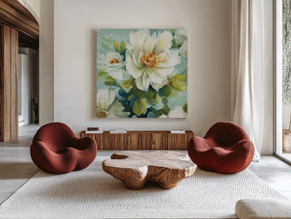 Reflections III Crop by Lisa Audit. Shown as extra-large giant wall art in a modern living room. Available as an archival giclee rolled canvas, fine art paper, or poster print. SKU 13252a.