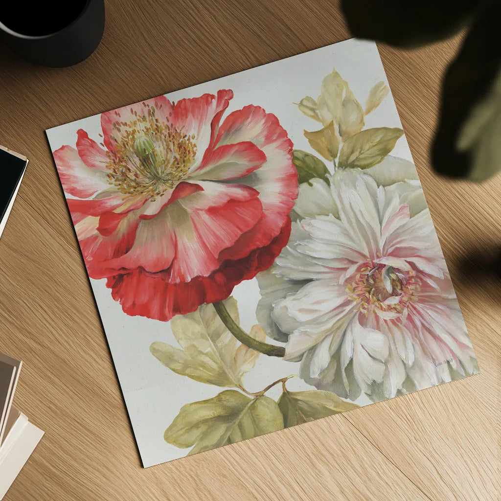 Romantic Afternoon Light Square I by Lisa Audit. Shown as a detailed flat fine art print, highlighting archival giclee quality. Available as an archival giclee rolled canvas, fine art paper, or poster print. SKU 16909a.