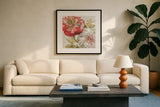 Romantic Afternoon Light Square I by Lisa Audit. Displayed in a glass frame with matte in a clean modern living room. Available as an archival giclee rolled canvas, fine art paper, or poster print. SKU 16909a.