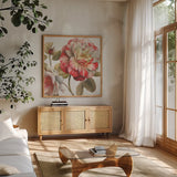 Romantic Afternoon Light Square II by Lisa Audit. Shown in a natural wood frame in a cozy modern living room. Available as an archival giclee rolled canvas, fine art paper, or poster print. SKU 16910a.