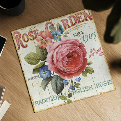Rose Garden I by Lisa Audit. Shown as a detailed flat fine art print, highlighting archival giclee quality. Available as an archival giclee rolled canvas, fine art paper, or poster print. SKU 10711a.