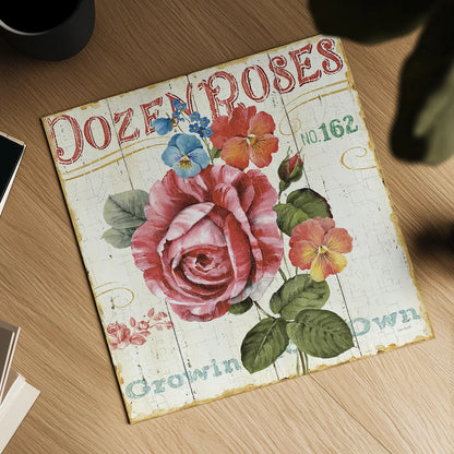 Rose Garden II by Lisa Audit. Shown as a detailed flat fine art print, highlighting archival giclee quality. Available as an archival giclee rolled canvas, fine art paper, or poster print. SKU 10712a.