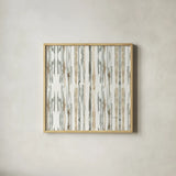 Sand and Sea Gold Stripes by Lisa Audit. Shown in a natural wood glass frame for a timeless modern aesthetic. Available as an archival giclee rolled canvas, fine art paper, or poster print. SKU 18891a.