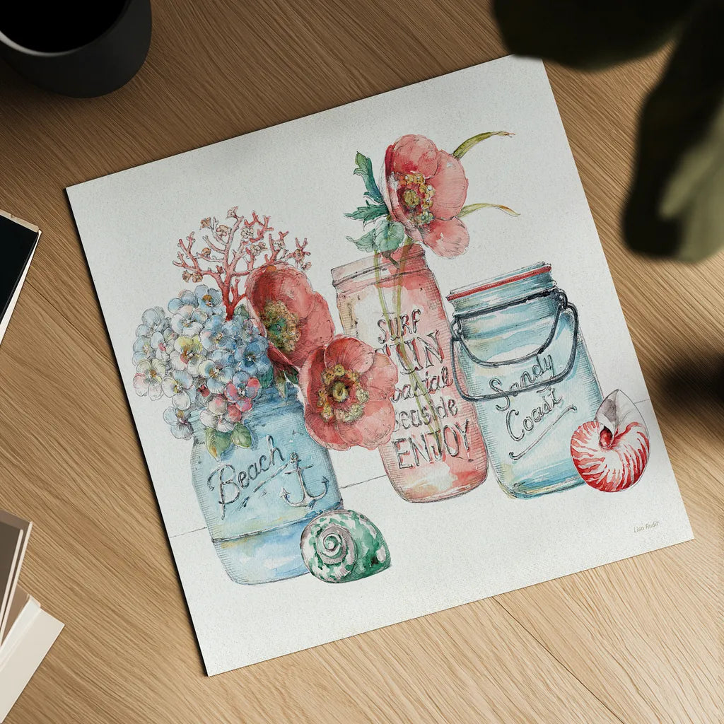 Sea Finds VII by Lisa Audit. Shown as a detailed flat fine art print, highlighting archival giclee quality. Available as an archival giclee rolled canvas, fine art paper, or poster print. SKU 20817a.