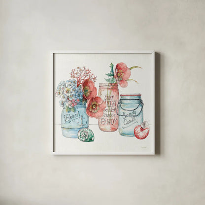 Sea Finds VII by Lisa Audit. Shown in a crisp white glass frame for a clean and minimalist style. Available as an archival giclee rolled canvas, fine art paper, or poster print. SKU 20817a.