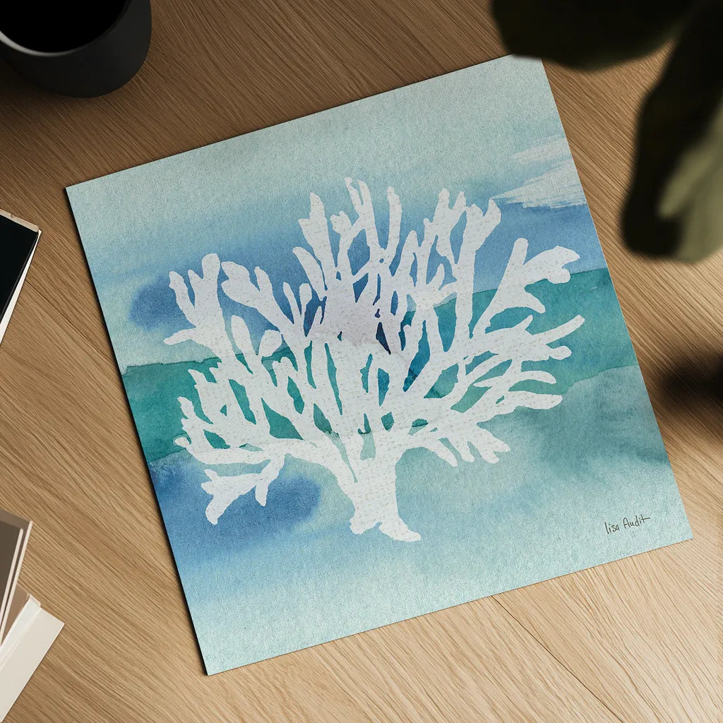 Sea Life Coral II by Lisa Audit. Shown as a detailed flat fine art print, highlighting archival giclee quality. Available as an archival giclee rolled canvas, fine art paper, or poster print. SKU 16813a.