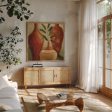 Southern Tones II by Lisa Audit. Shown in a natural wood frame in a cozy modern living room. Available as an archival giclee rolled canvas, fine art paper, or poster print. SKU 1706a.