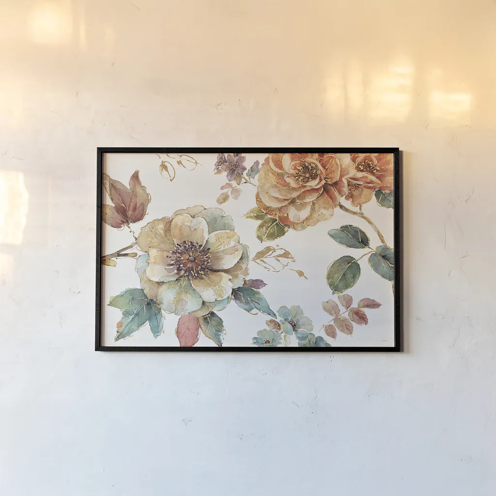 Spiced Nature I Soft White by Lisa Audit. shown as a paper print in a black flame. Available as a archival giclee rolled canvas, fine art paper, or poster print. SKU 35089i.