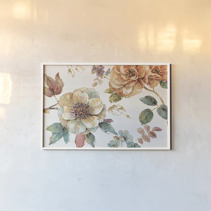 Spiced Nature I Soft White by Lisa Audit. shown as a paper print in a white frame. Available as a archival giclee rolled canvas, fine art paper, or poster print. SKU 35089i.