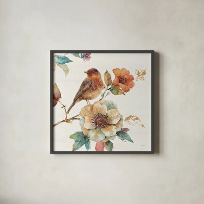 Spiced Nature II Soft White by Lisa Audit. Shown in a sleek black glass frame for a contemporary gallery look. Available as an archival giclee rolled canvas, fine art paper, or poster print. SKU 35090a.