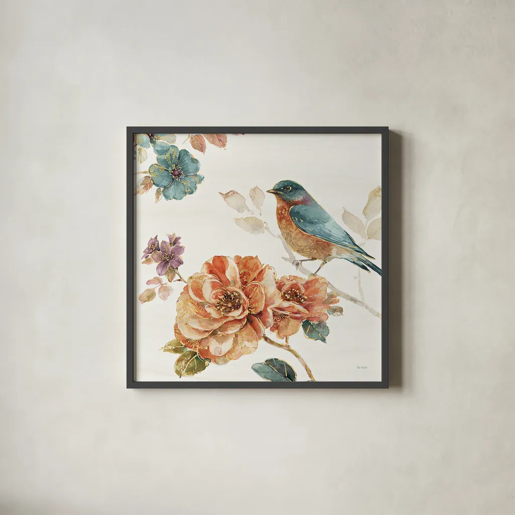 Spiced Nature III Soft White by Lisa Audit. Shown in a sleek black glass frame for a contemporary gallery look. Available as an archival giclee rolled canvas, fine art paper, or poster print. SKU 35091a.