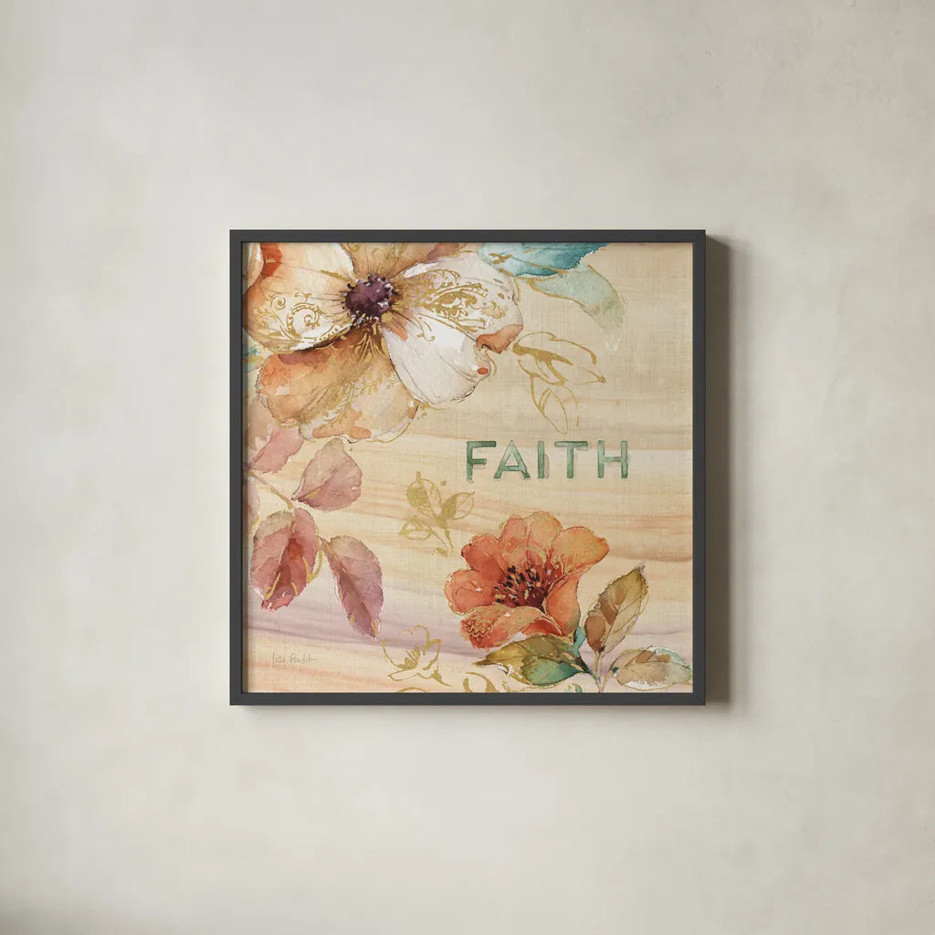 Spiced Nature IV Marble Sq by Lisa Audit. Shown in a sleek black glass frame for a contemporary gallery look. Available as an archival giclee rolled canvas, fine art paper, or poster print. SKU 63975a.