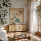 Spiced Nature VI Marble Sq by Lisa Audit. Shown in a natural wood frame in a cozy modern living room. Available as an archival giclee rolled canvas, fine art paper, or poster print. SKU 63976a.
