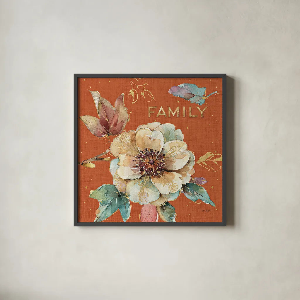 Spiced Nature XVII Spice by Lisa Audit. Shown in a sleek black glass frame for a contemporary gallery look. Available as an archival giclee rolled canvas, fine art paper, or poster print. SKU 27135a.