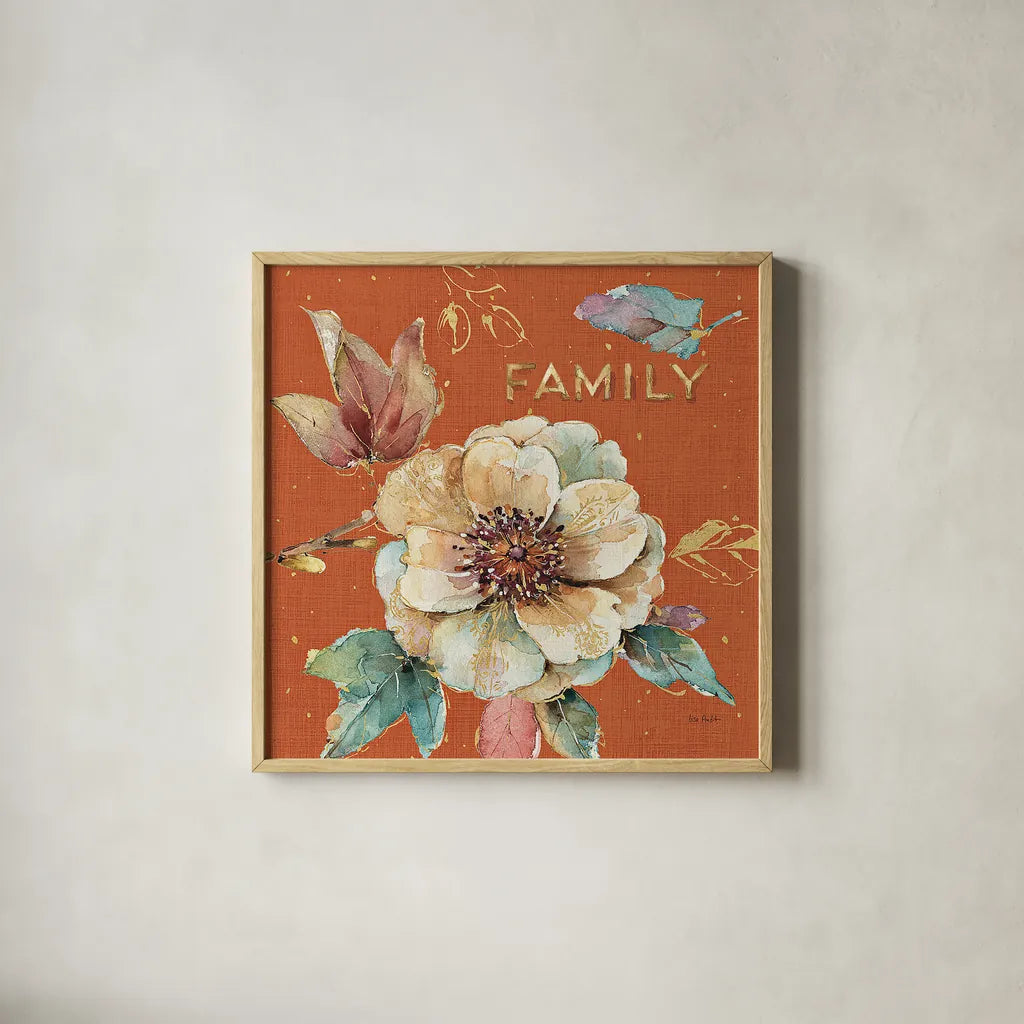 Spiced Nature XVII Spice by Lisa Audit. Shown in a natural wood glass frame for a timeless modern aesthetic. Available as an archival giclee rolled canvas, fine art paper, or poster print. SKU 27135a.