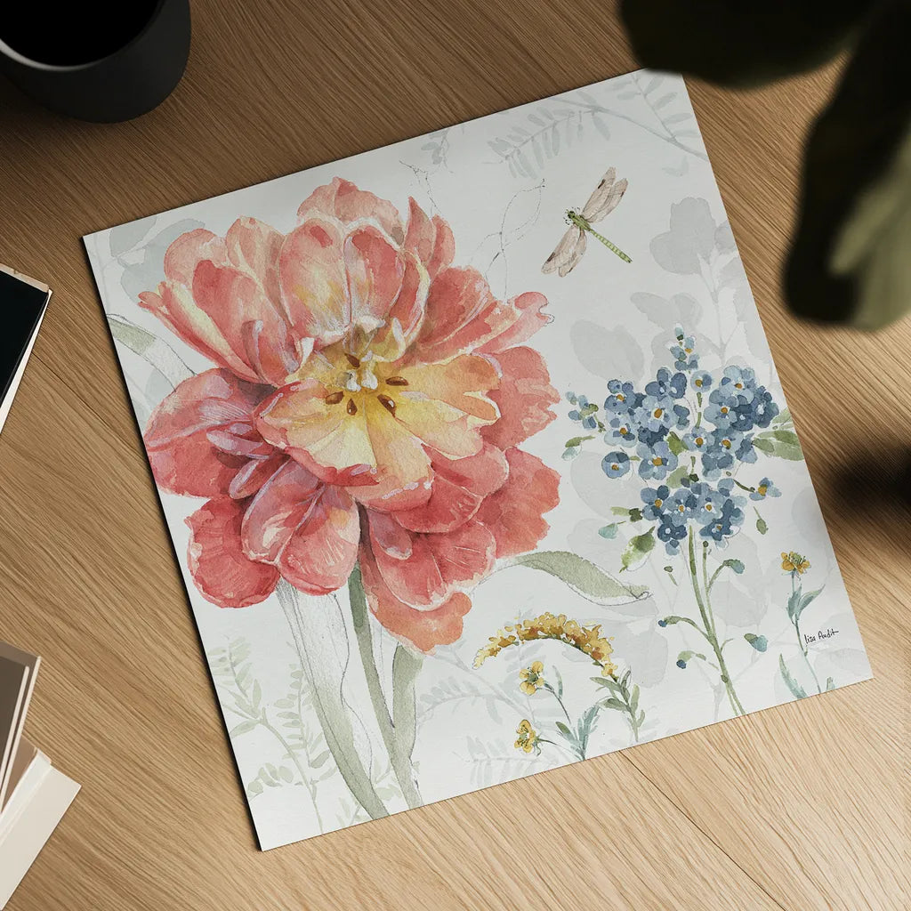 Spring Meadow III by Lisa Audit. Shown as a detailed flat fine art print, highlighting archival giclee quality. Available as an archival giclee rolled canvas, fine art paper, or poster print. SKU 51762a.