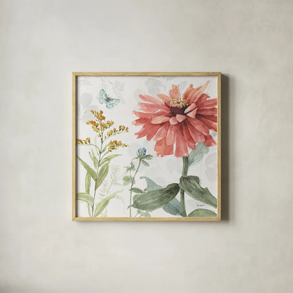 Spring Meadow IV by Lisa Audit. Shown in a natural wood glass frame for a timeless modern aesthetic. Available as an archival giclee rolled canvas, fine art paper, or poster print. SKU 51763a.
