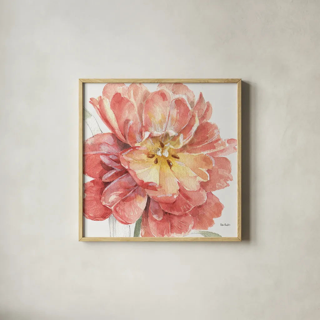 Spring Meadow V by Lisa Audit. Shown in a natural wood glass frame for a timeless modern aesthetic. Available as an archival giclee rolled canvas, fine art paper, or poster print. SKU 51764a.