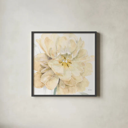 Spring Meadow V Cream by Lisa Audit. Shown in a sleek black glass frame for a contemporary gallery look. Available as an archival giclee rolled canvas, fine art paper, or poster print. SKU 68838a.