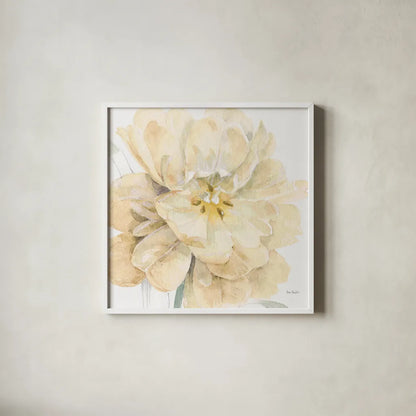 Spring Meadow V Cream by Lisa Audit. Shown in a crisp white glass frame for a clean and minimalist style. Available as an archival giclee rolled canvas, fine art paper, or poster print. SKU 68838a.