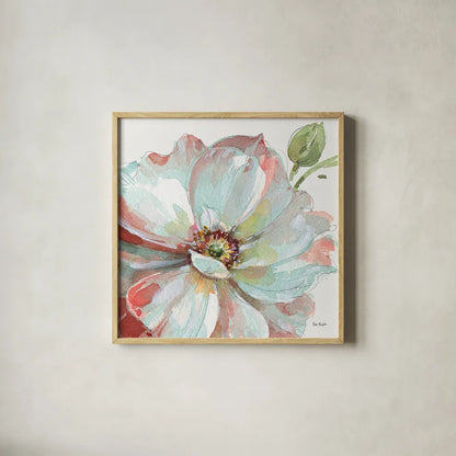 Spring Meadow VI by Lisa Audit. Shown in a natural wood glass frame for a timeless modern aesthetic. Available as an archival giclee rolled canvas, fine art paper, or poster print. SKU 51765a.
