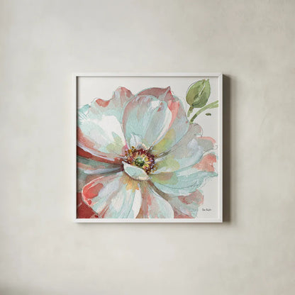 Spring Meadow VI by Lisa Audit. Shown in a crisp white glass frame for a clean and minimalist style. Available as an archival giclee rolled canvas, fine art paper, or poster print. SKU 51765a.