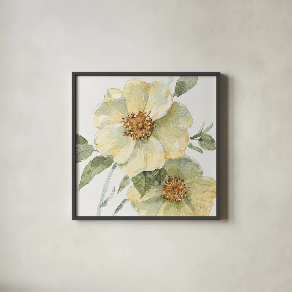Spring Meadow VII by Lisa Audit. Shown in a sleek black glass frame for a contemporary gallery look. Available as an archival giclee rolled canvas, fine art paper, or poster print. SKU 51766a.