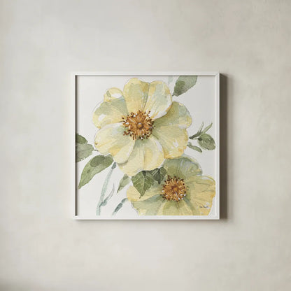 Spring Meadow VII by Lisa Audit. Shown in a crisp white glass frame for a clean and minimalist style. Available as an archival giclee rolled canvas, fine art paper, or poster print. SKU 51766a.