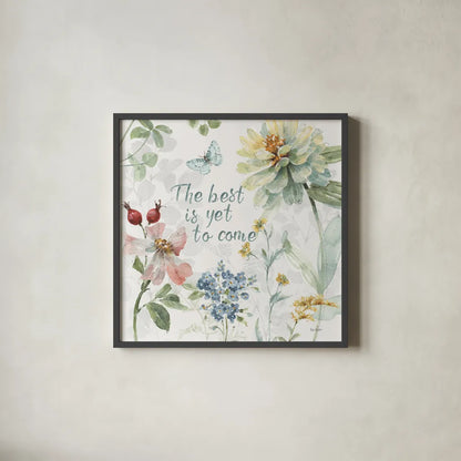 Spring Meadow X by Lisa Audit. Shown in a sleek black glass frame for a contemporary gallery look. Available as an archival giclee rolled canvas, fine art paper, or poster print. SKU 51769a.