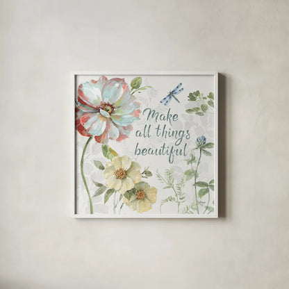 Spring Meadow XI by Lisa Audit. Shown in a crisp white glass frame for a clean and minimalist style. Available as an archival giclee rolled canvas, fine art paper, or poster print. SKU 51770a.