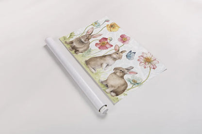 Spring Softies Bunnies I by Lisa Audit. shown as a rolled paper print. Available as archival giclee rolled canvas, fine art paper, or poster print. SKU 25952i.