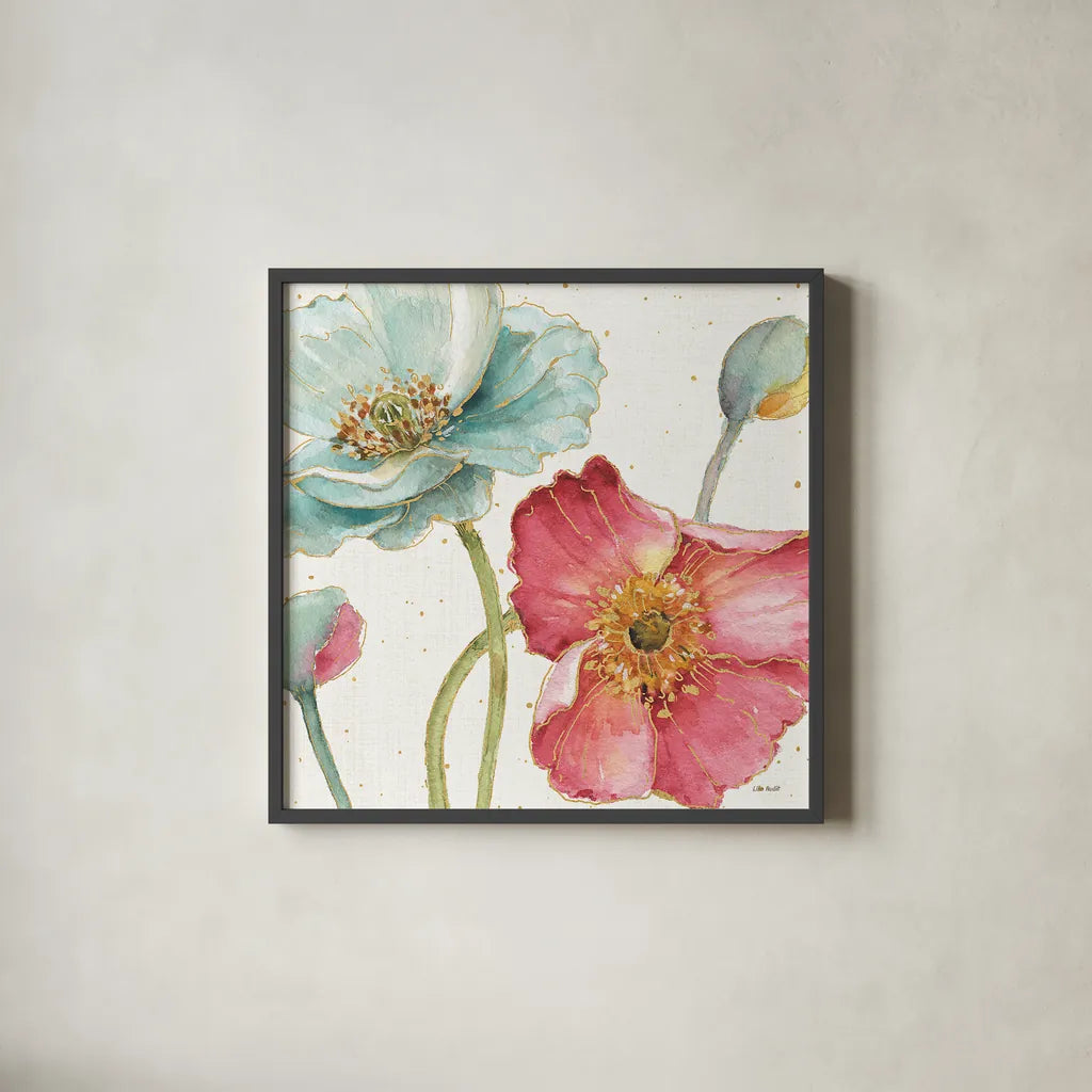 Spring Softies II by Lisa Audit. Shown in a sleek black glass frame for a contemporary gallery look. Available as an archival giclee rolled canvas, fine art paper, or poster print. SKU 25956a.