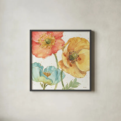 Spring Softies III by Lisa Audit. Shown in a sleek black glass frame for a contemporary gallery look. Available as an archival giclee rolled canvas, fine art paper, or poster print. SKU 25957a.