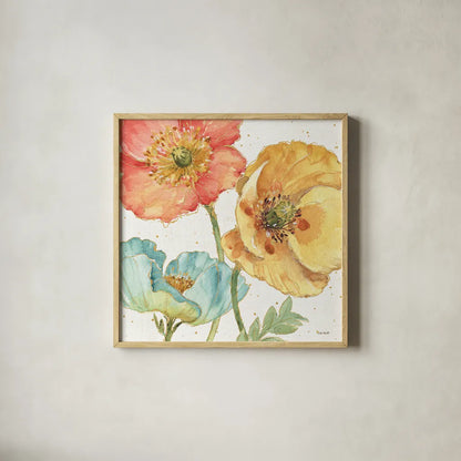 Spring Softies III by Lisa Audit. Shown in a natural wood glass frame for a timeless modern aesthetic. Available as an archival giclee rolled canvas, fine art paper, or poster print. SKU 25957a.