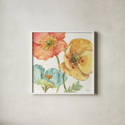 Spring Softies III by Lisa Audit. Shown in a crisp white glass frame for a clean and minimalist style. Available as an archival giclee rolled canvas, fine art paper, or poster print. SKU 25957a.