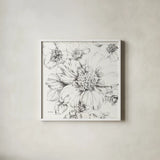 Summer Bloom III BW by Lisa Audit. Shown in a crisp white glass frame for a clean and minimalist style. Available as an archival giclee rolled canvas, fine art paper, or poster print. SKU 48092a.