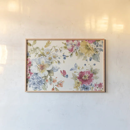 Summer Garden I by Lisa Audit. shown as a paper print in a natural frame. Available as a archival giclee rolled canvas, fine art paper, or poster print. SKU 53386i.
