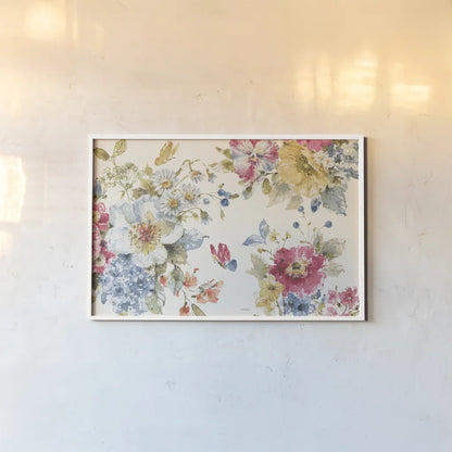 Summer Garden I by Lisa Audit. shown as a paper print in a white frame. Available as a archival giclee rolled canvas, fine art paper, or poster print. SKU 53386i.