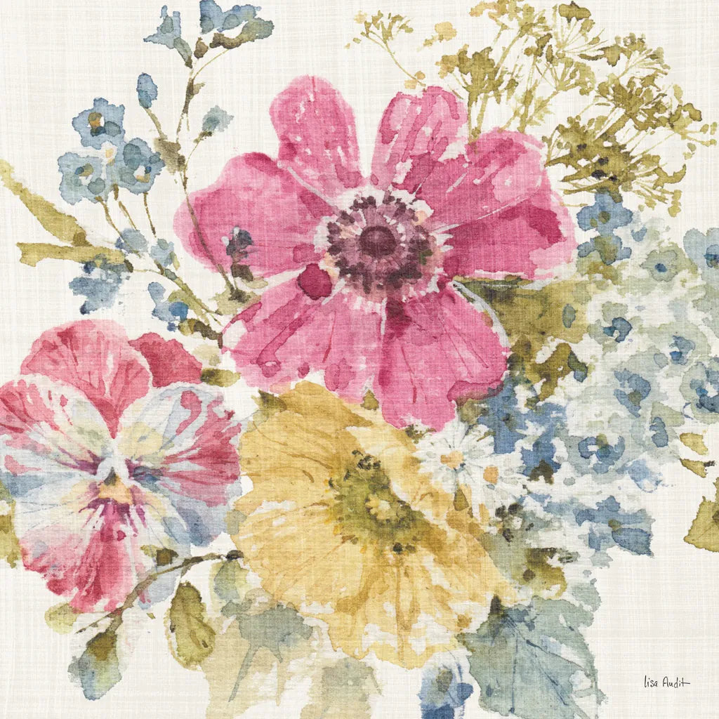 Summer Garden II Light Linen by Lisa Audit. SKU 54168a. Archival Giclee Fine art print for wall decor.