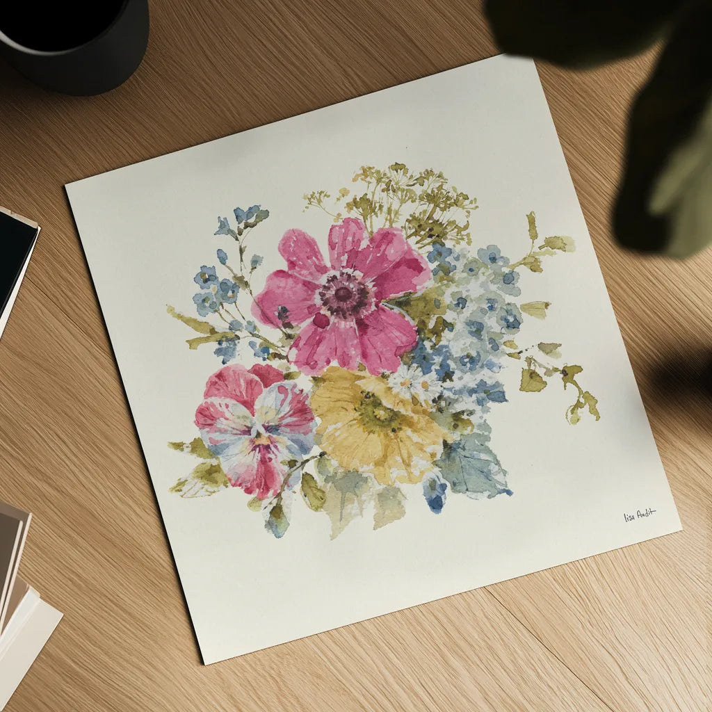 Summer Garden IV by Lisa Audit. Shown as a detailed flat fine art print, highlighting archival giclee quality. Available as an archival giclee rolled canvas, fine art paper, or poster print. SKU 53389a.